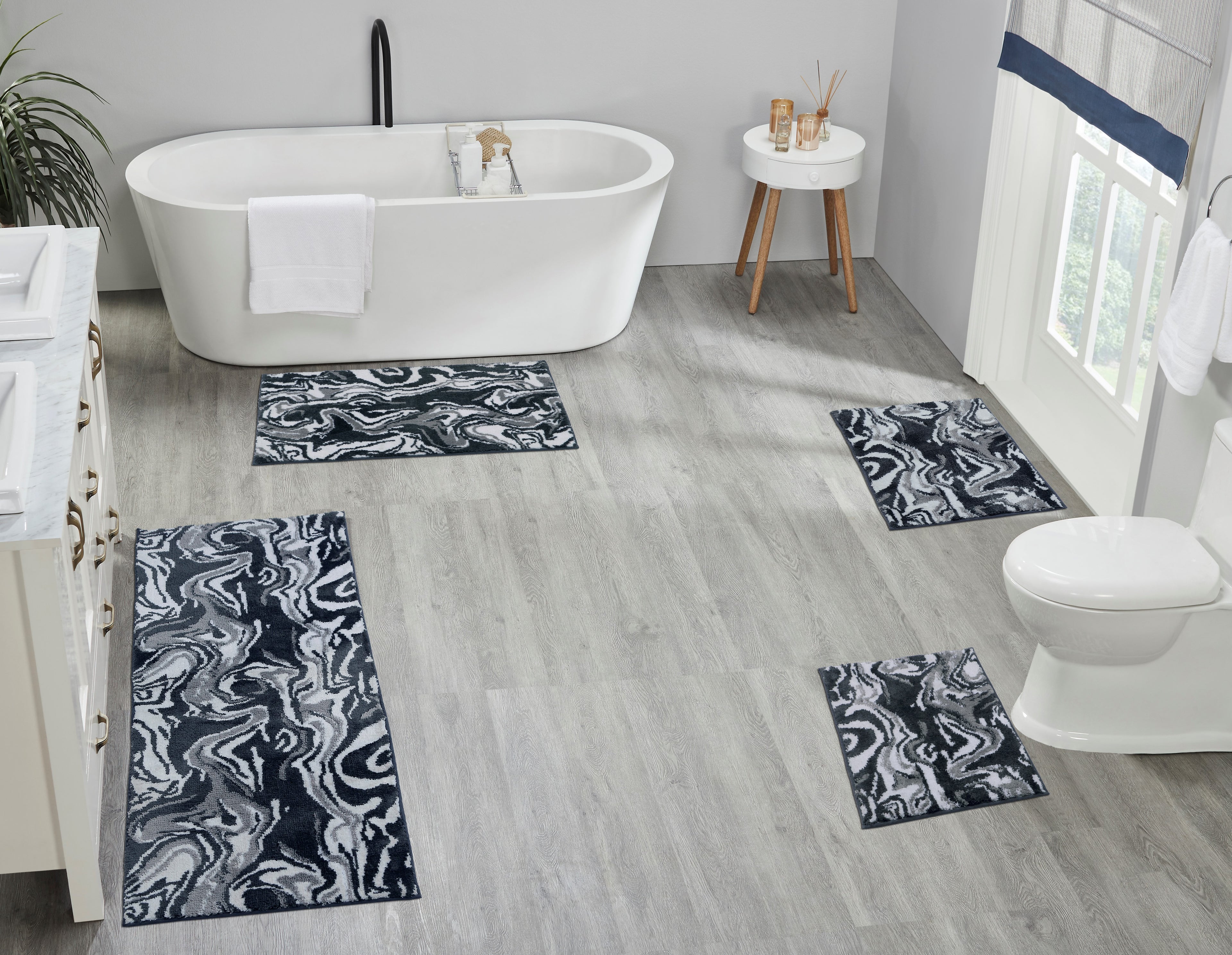 Marbella Bath Rug Charcoal